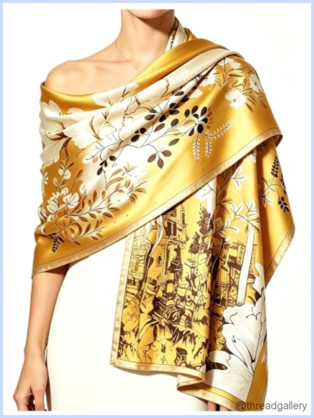 100% Mulberry Silk Oversized Women's Shawl Scarf UPF 25 Formal Evening Wrap